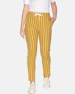 yellow pants with black stripe womens