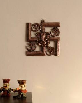 Lord Ganesha On Swastik with OM Showpiece Wall Hanging 