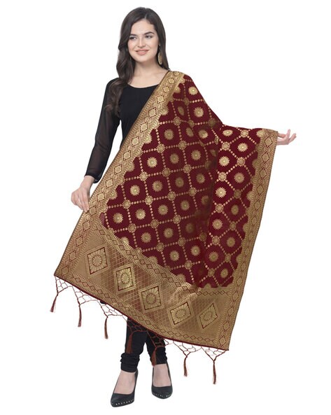 Abstract Print Dupatta with Tassels Price in India