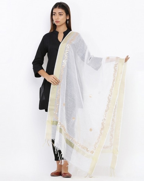 Chanderi Cotton Gota Patti Work Dupatta Price in India