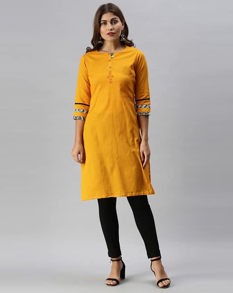 yellow kurtis combination