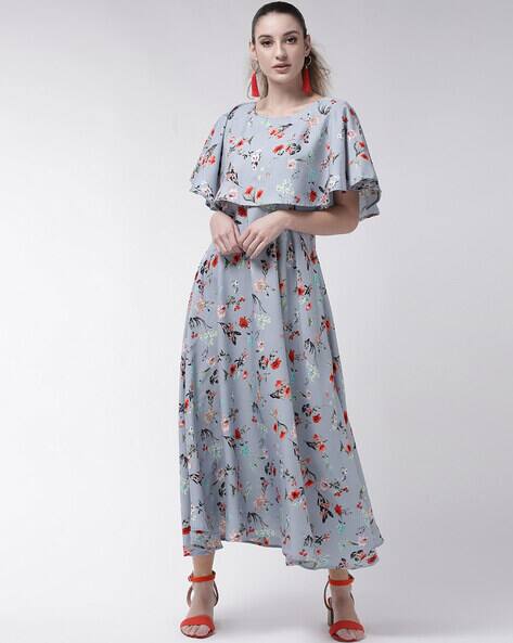 grey floral print dress