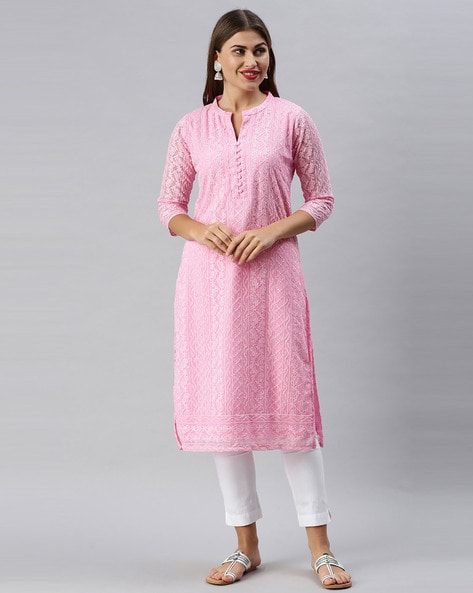 Buy online Blue Plain Solid Georgette Kurti from Kurta Kurtis for Women by  Soch for ₹1098 at 0% off | 2024 Limeroad.com