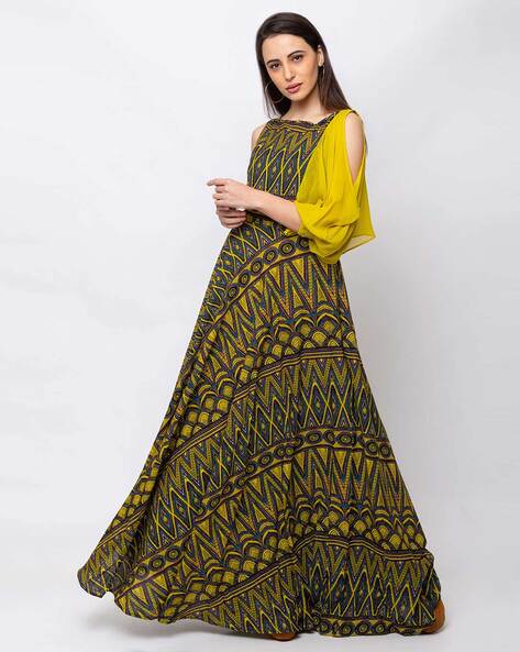 Buy DREAM ENTERPRISE Women's Rayon 3/4 Sleeve Boat Neck Designer Gown (Dark  Green);Size :- L - DWMCRN_001-DGRN at Amazon.in