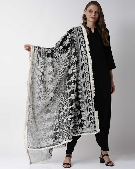 Embellished Dupatta with Frayed Border Price in India