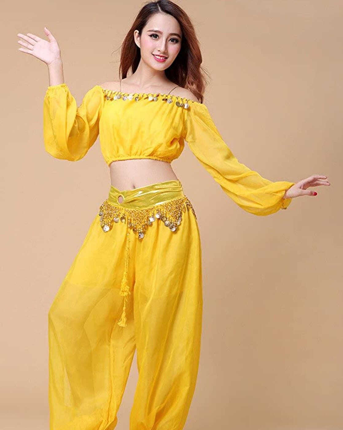 ZLTdream Lady's Belly Dance Bandage Coin Bra Top with Chest Pad, Yellow,  One Size : : Clothing, Shoes & Accessories