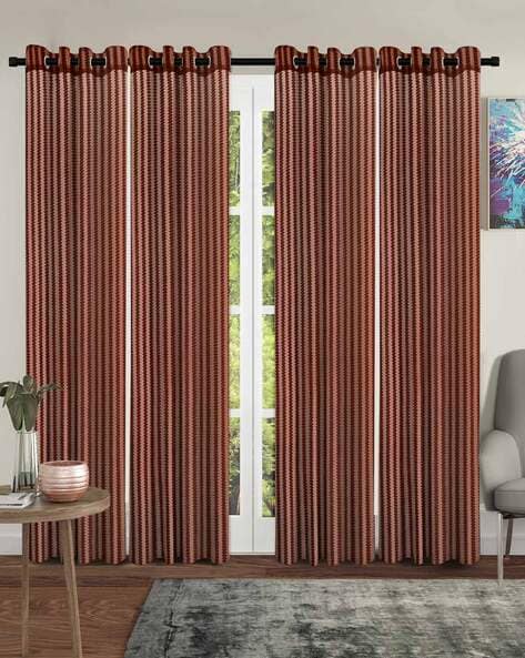 Cortina Eyelet Curtain, Red And Brown Curtains