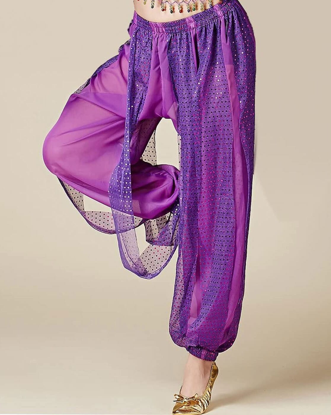 Belly Dance Tribal Costume Shinny Sequin Balloon Bloomer Trousers Harem  Pants | eBay