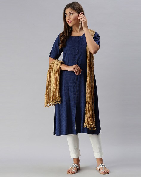 Crushed Dupatta with Tassels Price in India