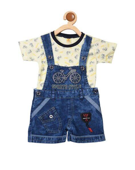 Buy Cream Dungarees for Infants by Born 