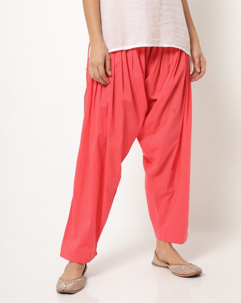Mid-Rise Patiala Pants with Drawstring Waist Price in India
