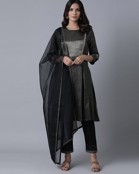 black suit for women with dupatta