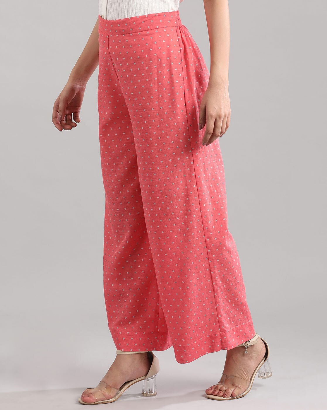 Cameo Rose Green Geometric Wide Leg Trousers | New Look