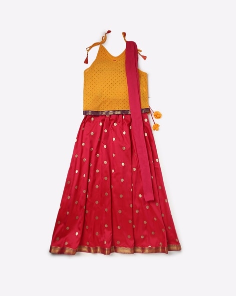 Cotton Silk Party And Festive Wear Peach Kids Lehenga Choli at Rs 750/set  in Mumbai