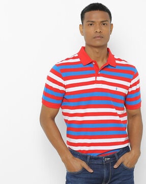 Colourblock Striped Polo T-shirt