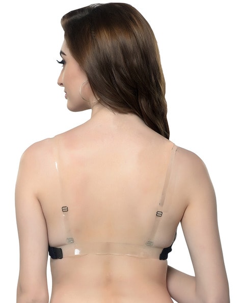Buy online Black Transparent Straped Bra from lingerie for Women