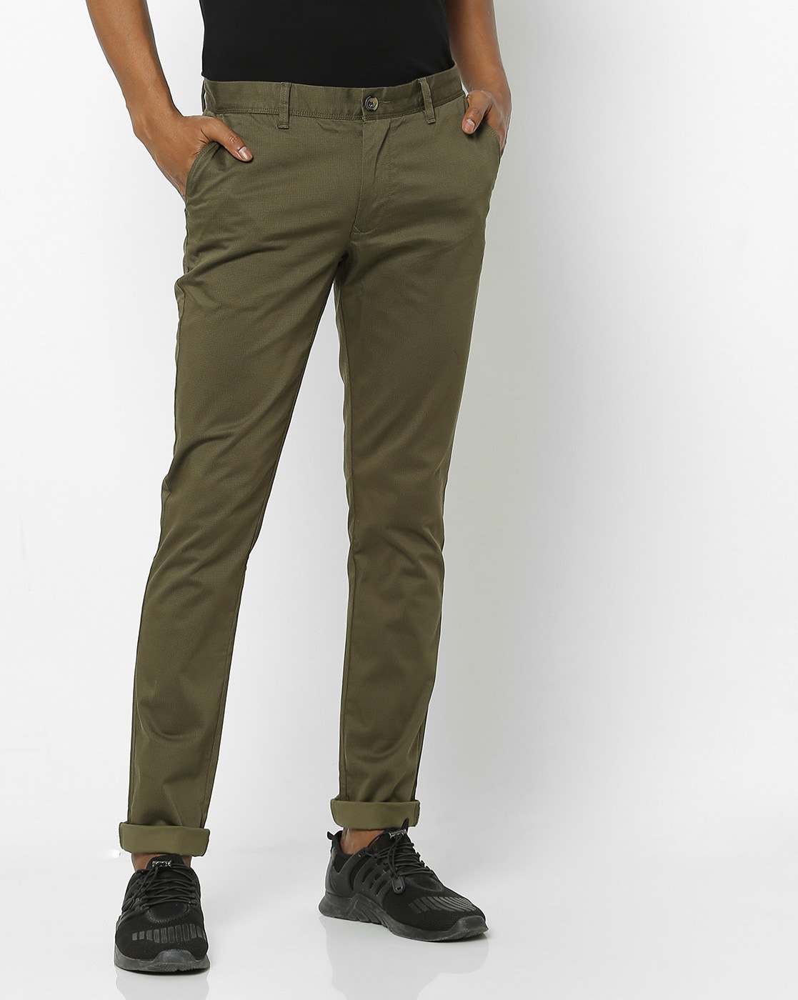 Buy Indian Terrain Men Brooklyn Slim Fit Trousers - Trousers for Men  19680098 | Myntra
