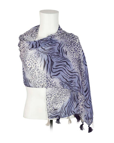 Animal Print Stole with Tassels Price in India