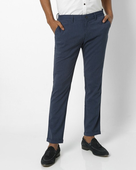 Indian Terrain Mens 4 Pocket Striped Trousers
