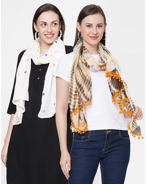 Pack of 2 Scarves with Embroidery Accent Price in India
