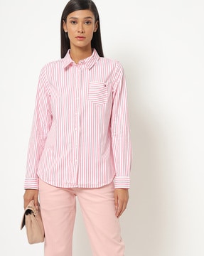 tommy hilfiger pink striped shirt