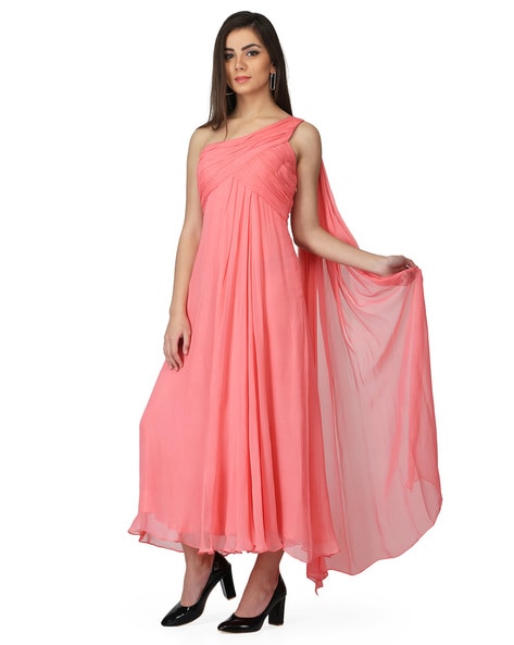 Peach Color Party Wear Gown kurti :: MY SHOPPY LADIES WEAR