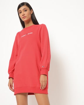 Fashion Dresses Sweat Dresses Tommy Hilfiger Sweat Dress black-red printed lettering casual look 
