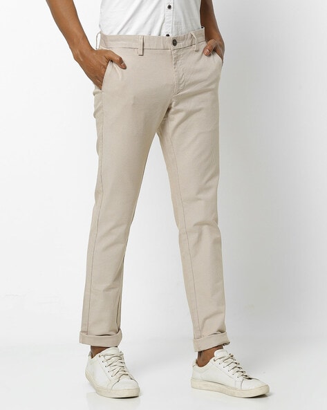 Buy INDIAN TERRAIN Solid Linen Cotton Blend Slim Fit Mens Casual Trousers   Shoppers Stop