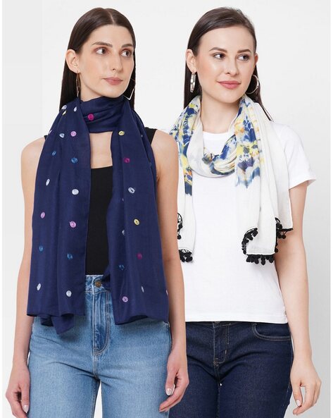 Pack of 2 Scarves with Embroidery Accent Price in India