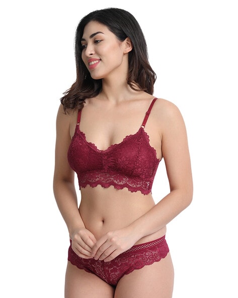 Lace Adjustable Strap Bra & Panty Set