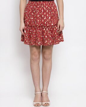 Floral Print A-line Skirt