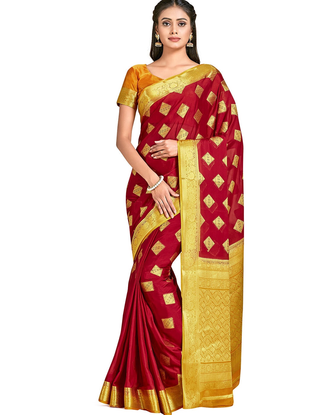 Buy Red Sarees for Women by MIMOSA Online | Ajio.com