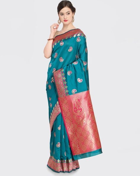 Buy Teal Green Sarees for Women by Sugathari Online