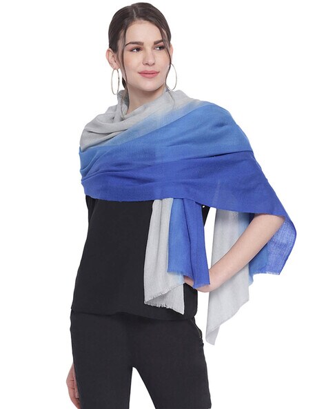 Ombre-dyed Stole with Fringes Detail Price in India