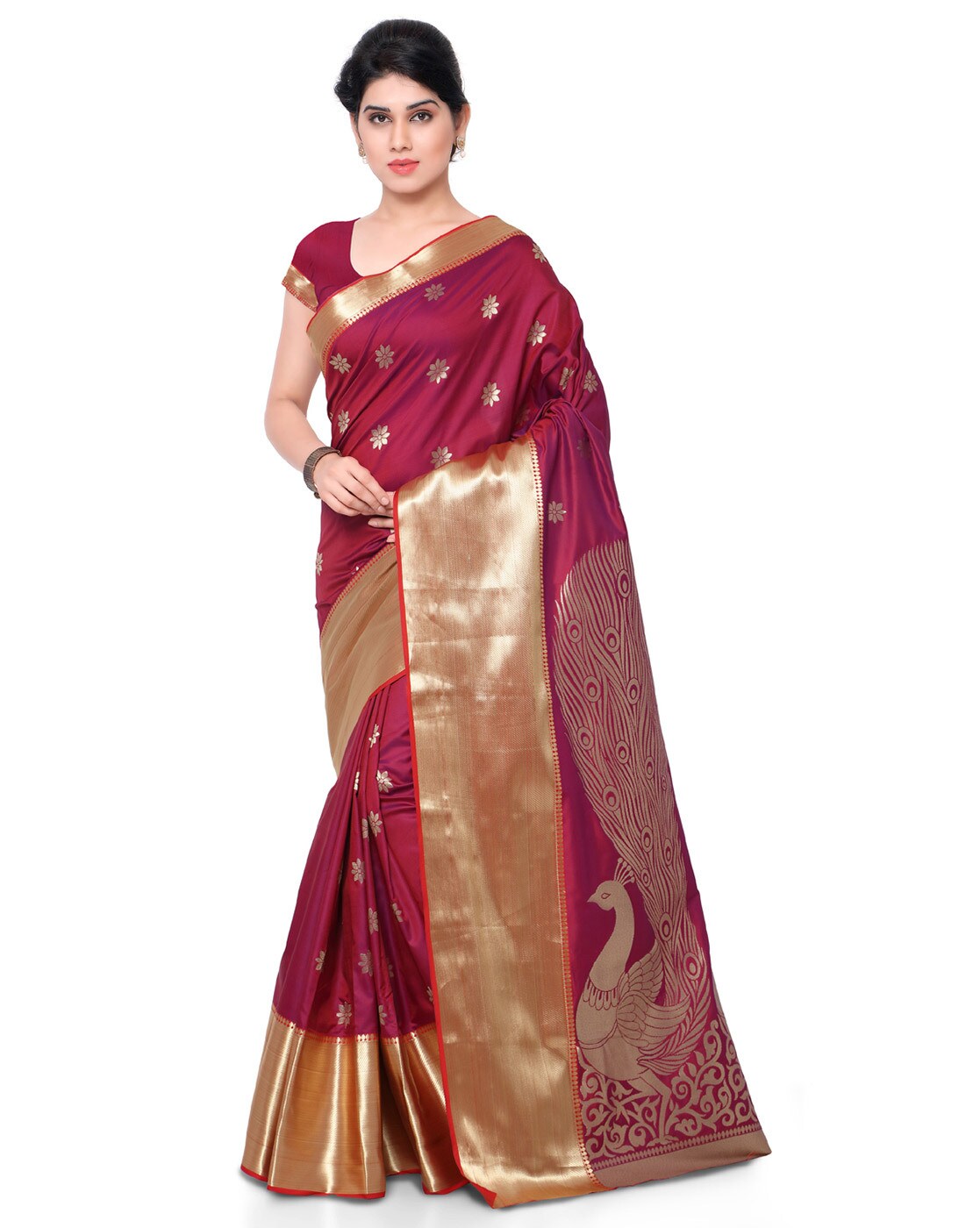 Multicolor woven katan silk saree with blouse - Varkala Silk Sarees -  2539279