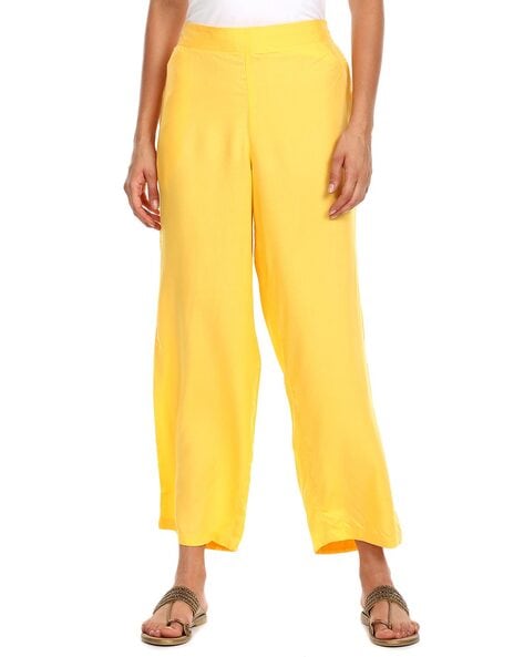 Shop Wide Fit Plain Mid Waist Palazzo Pants with Elasticised Waistband  Online  Max Qatar