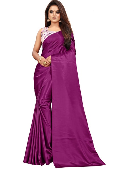Buy R R B RETAIL Solid/Plain Daily Wear Pure Silk Purple Sarees Online @  Best Price In India | Flipkart.com