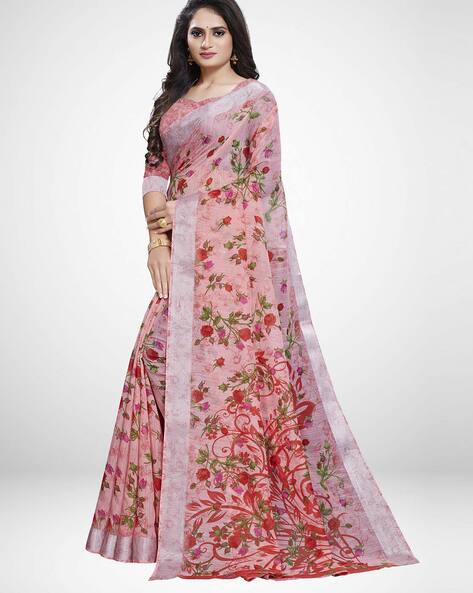 saree mall blue and pink embroidered