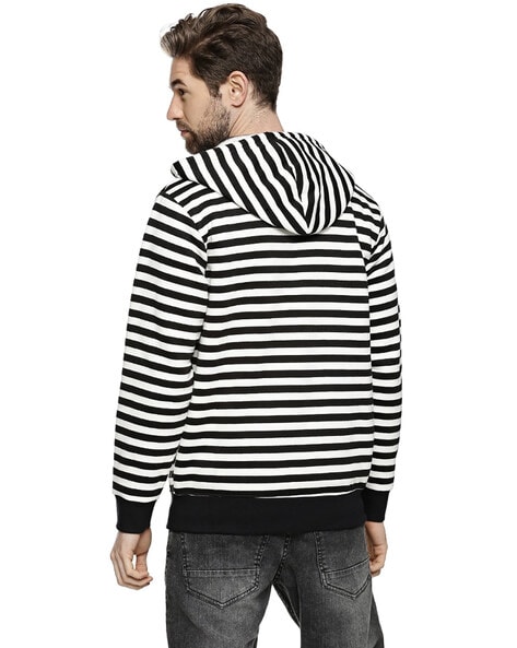 gray and white striped hoodie