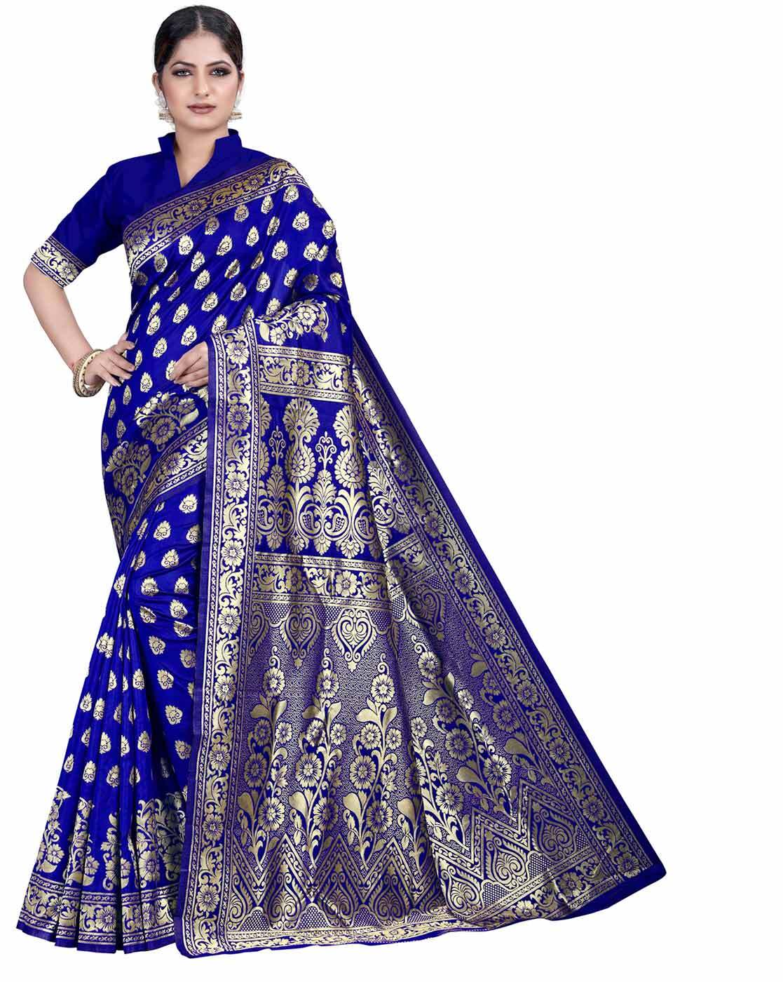 Buy Royal Blue Sarees for Women by Sugathari Online | Ajio.com
