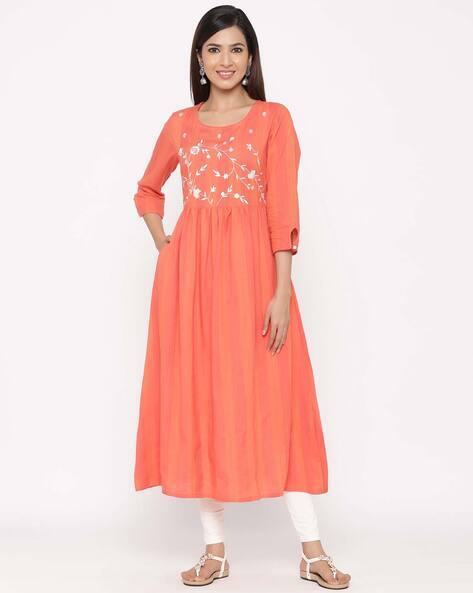 coral colour kurti