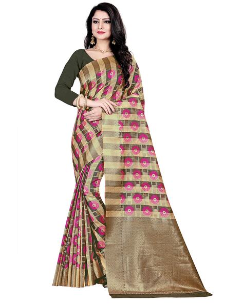 Buy Grey & Pink Sarees for Women by Florence Online | Ajio.com