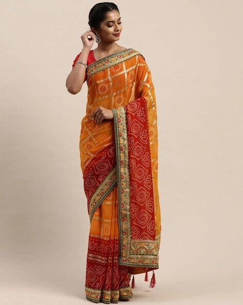 bandhani printed saree