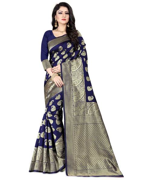 Shop Online Jacquard Traditional Woven Silk Saree in Rama Blue - Shivani  Style House UK