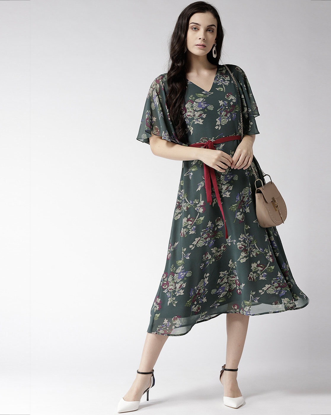 ajio green dress