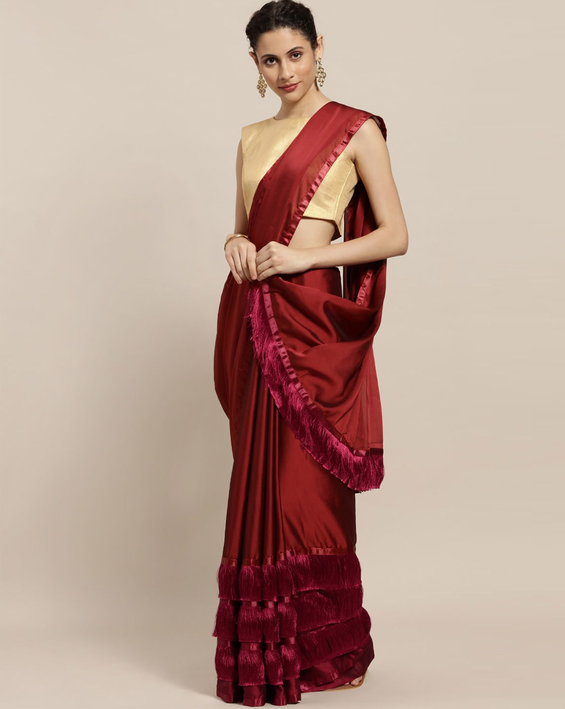 Buy online Soft Paper Silk Saree with Zari Woven border and Rich Pallu -  Pink-AF1696