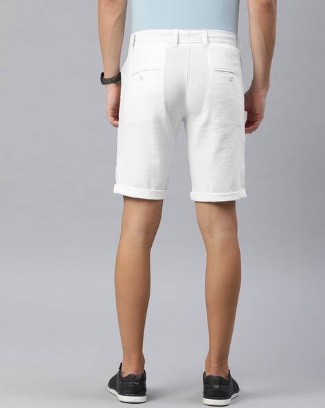 white fitted shorts