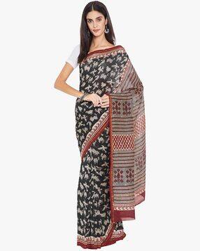 Buy Grey \u0026 Orange Sarees for Women by 