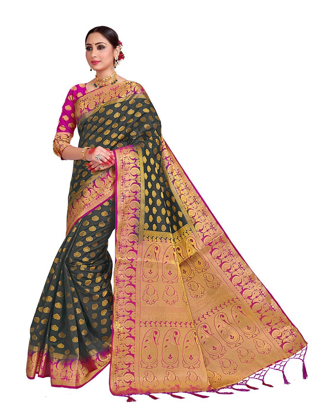 Buy Pink Sarees for Women by INDIAN WOMEN Online | Ajio.com