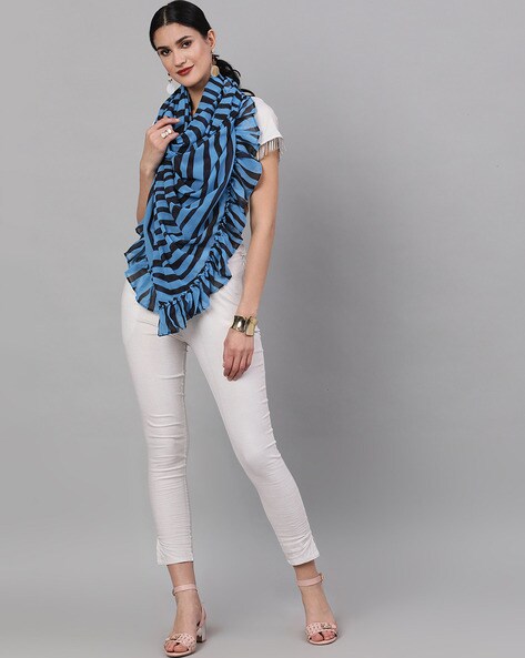Animal Print Dupatta with Ruffled Panels Price in India
